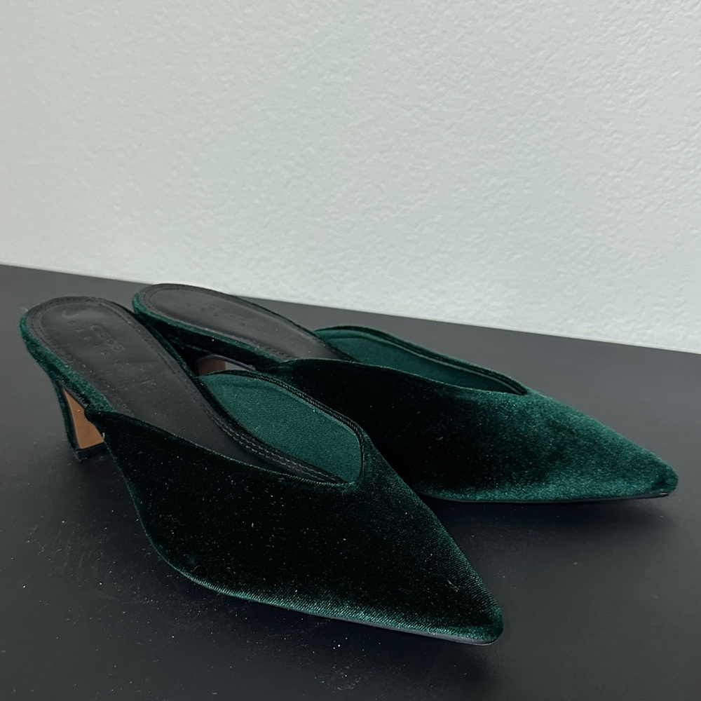 ASOS Emerald Green Velvet Pointed Toe Mules